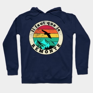 Retro sunset mountain - 'Il faut que je remonte' (I have to go back up) Hoodie